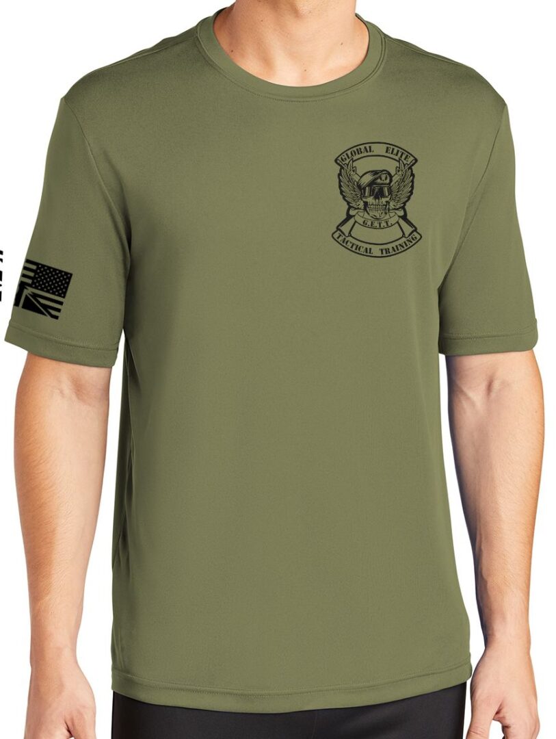 Olive Drab Green Logo T Shirt front logo